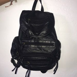 Black leather backpack